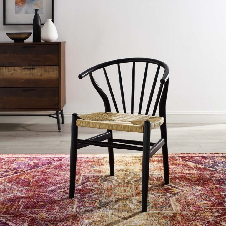 Flourish Spindle Wood Dining Side Chair in Black Hyme Furniture