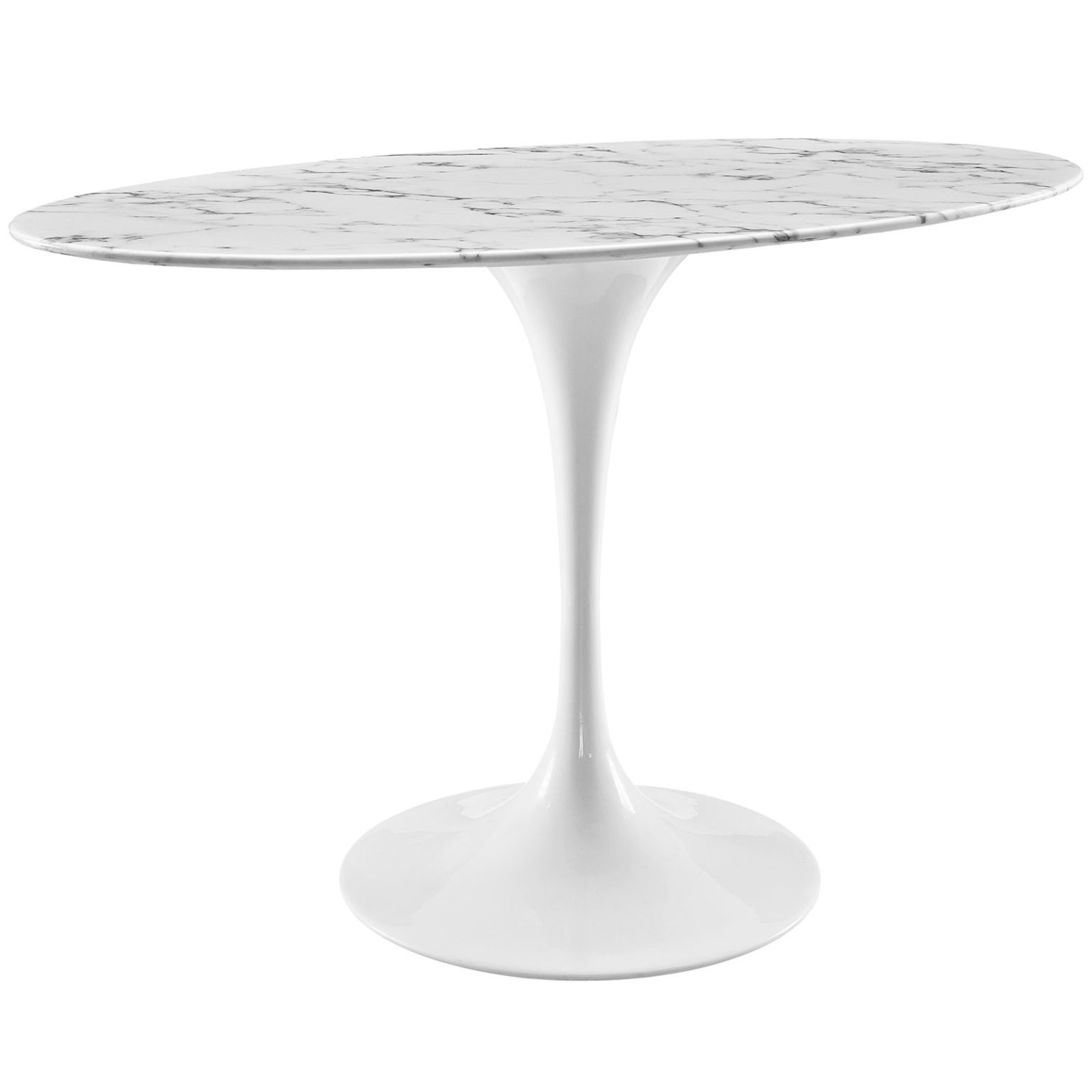 Lippa 48" Oval Artificial Marble Dining Table in White - Hyme Furniture