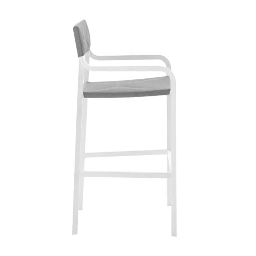 Raleigh 3 Piece Outdoor Patio Aluminum Bar Set in White Gray - Image 8