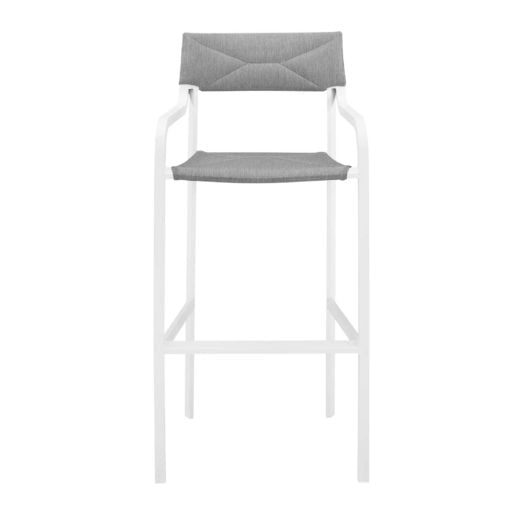 Raleigh 3 Piece Outdoor Patio Aluminum Bar Set in White Gray - Image 6