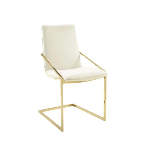 Pitch Performance Velvet Dining Armchair in Gold Ivory - Image 2