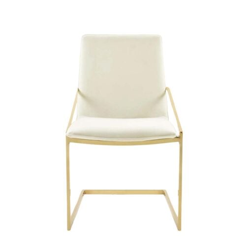 Pitch Performance Velvet Dining Armchair in Gold Ivory