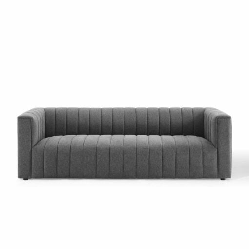 Reflection Channel Tufted Upholstered Fabric Sofa In Charcoal