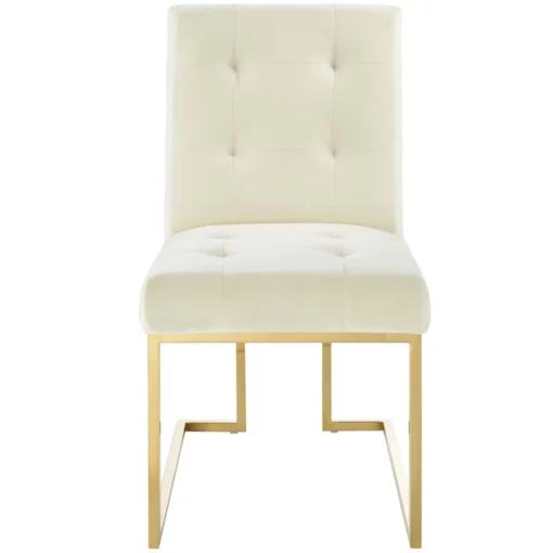 Privy Gold Stainless Steel Performance Velvet Dining Chair In Gold Ivory