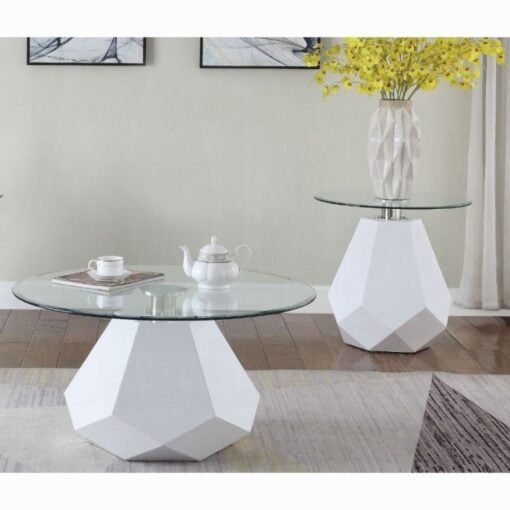 Chara Coffee Table In Clear & White