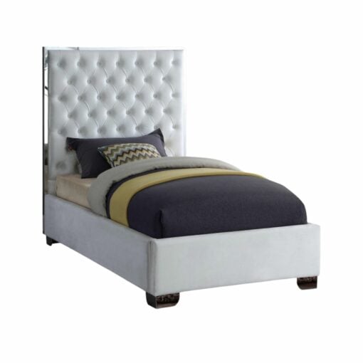 Lexi Velvet Twin Bed in White