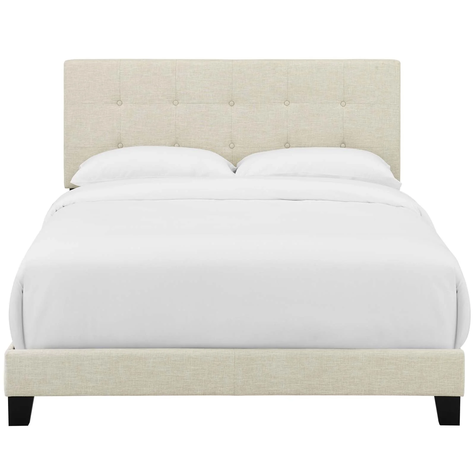 Amira Queen Upholstered Fabric Bed in Beige