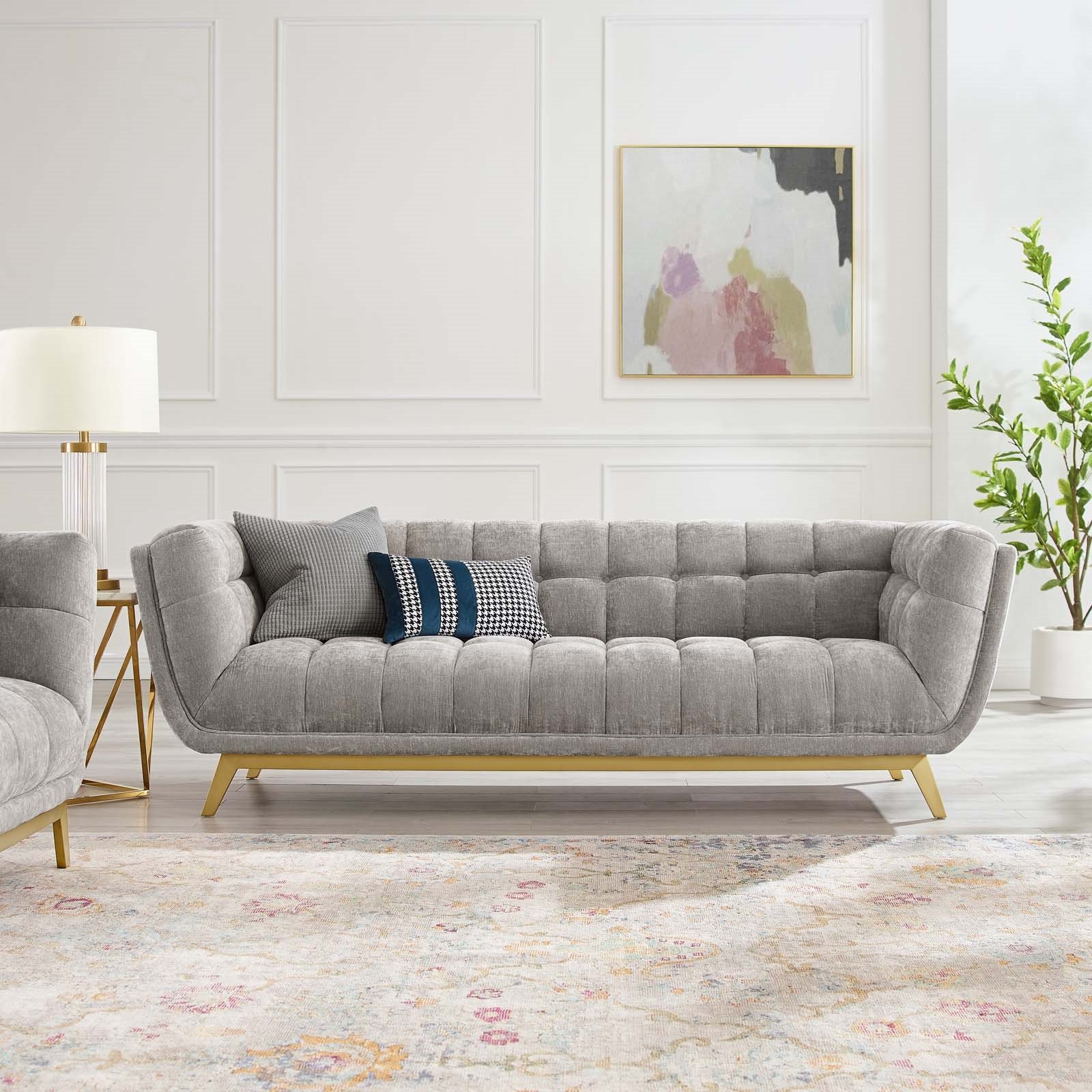 Bestow Crushed Performance Velvet Sofa in Light Gray - Hyme Furniture