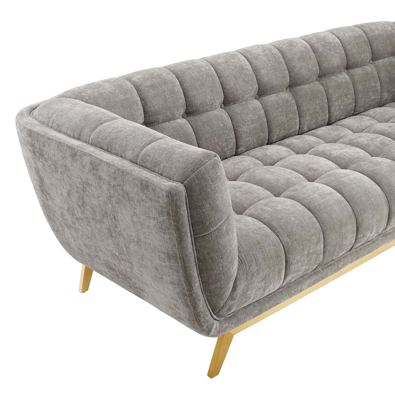 Bestow Crushed Performance Velvet Sofa in Light Gray - Hyme Furniture