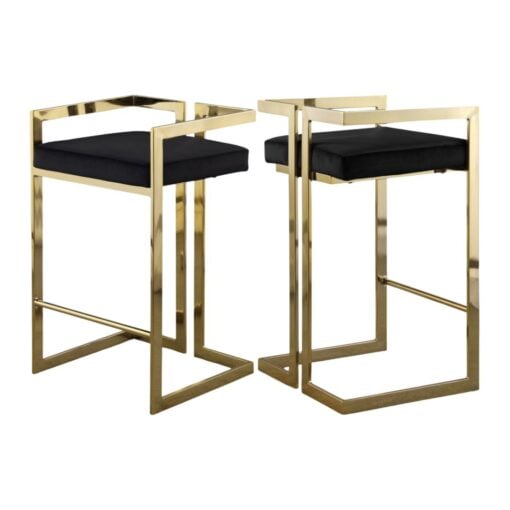 Ezra Velvet Counter Stool In Black