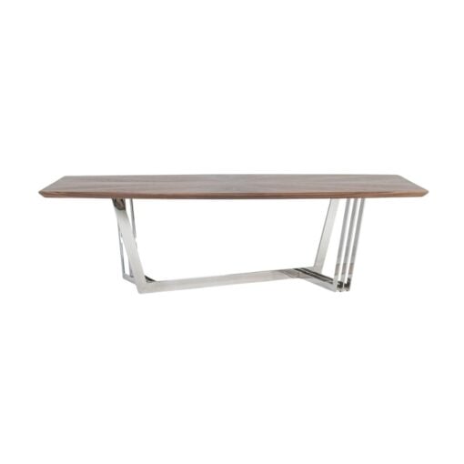 Modrest Gilroy - Modern Walnut & Stainless Steel Dining Table