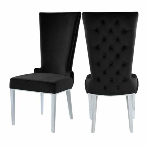 Serafina Velet Dining Chair in Black