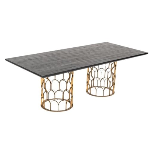 Modrest Natalie Modern Black Acacia & Antique Brass Dining Table - Image 2