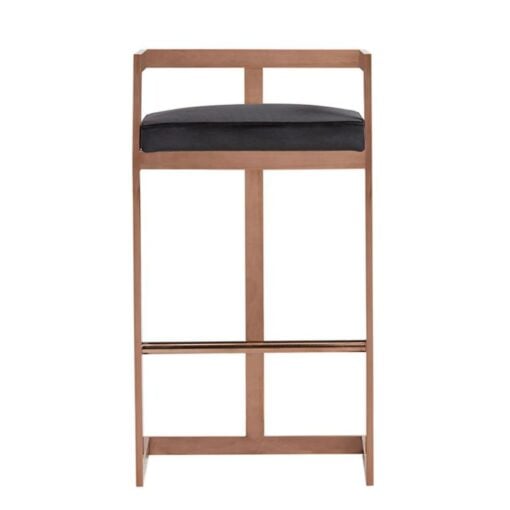 Modrest Halifax Modern Black Velvet & Rosegold Bar Stool