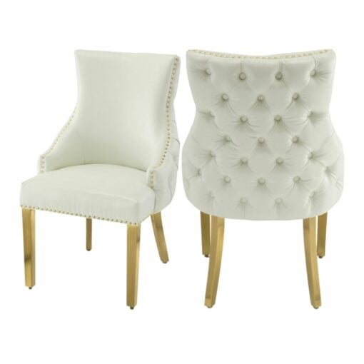 Tuft Faux Leather Dining Chair in White