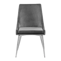 Karina Velvet Upholstered Dining Chair In Gray