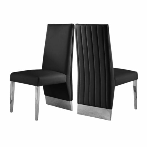 Porsha Faux Leather Dining Chair in Black
