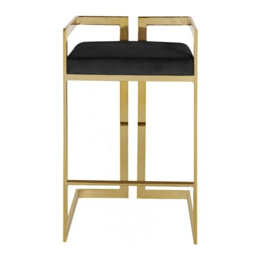 Ezra Velvet Counter Stool In Black - Image 2