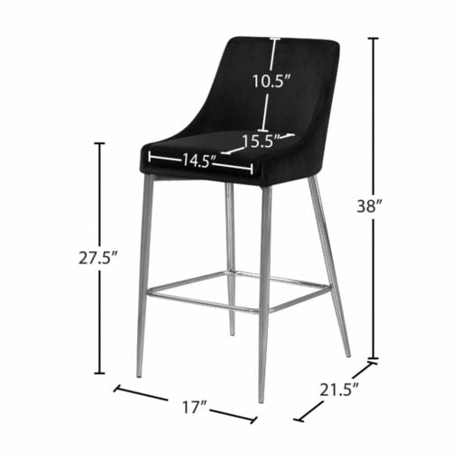 Karina Velvet Counter Stool In Black - Image 6