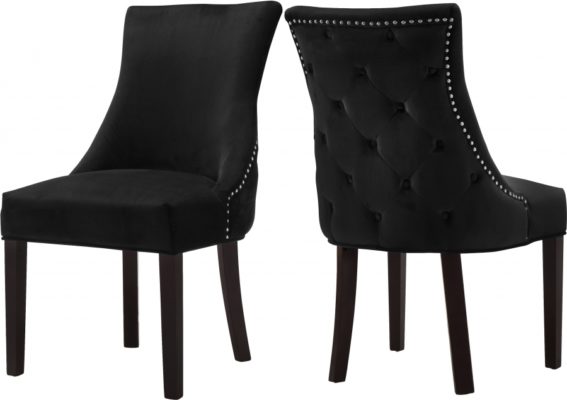 Hannah Velvet Dining Chair in Black - Hyme Furniture
