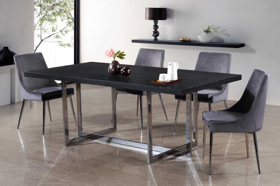 Karina Velvet Dining Chair in Gray - Hyme Furniture