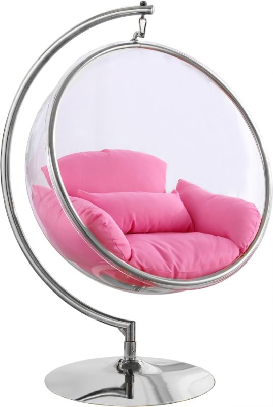 Luna Acrylic Swing Bubble Accent Chair In Pink - Hyme Furniture