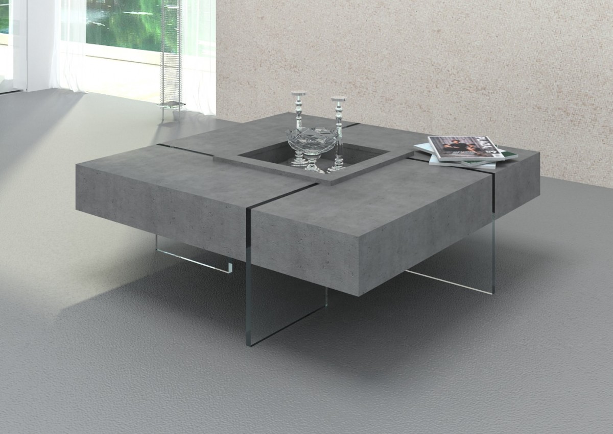 Modrest Shauna - Modern Faux Concrete Floating Coffee Table - Hyme