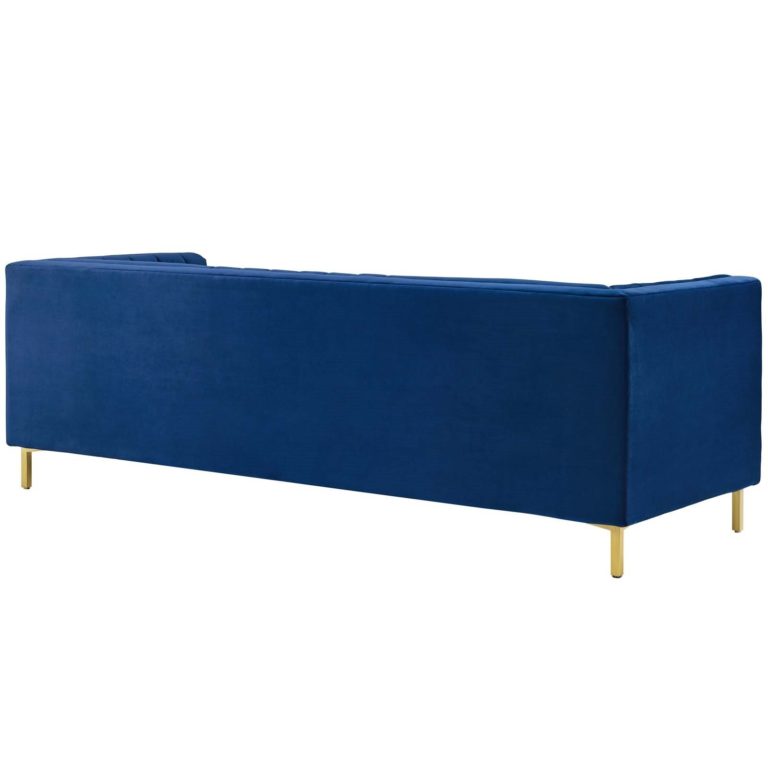 Ingenuity Channel Tufted Performance Velvet Sofa In Navy Hyme Furniture