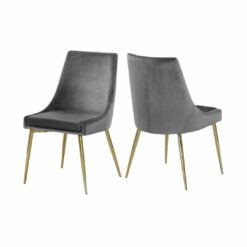 Karina Velvet Dining Chair In Grey