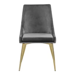 Karina Velvet Upholstered Dining Chair In Grey