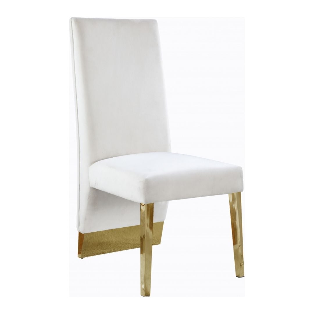 Porsha Velvet Upholstered Dining Chair In Cream
