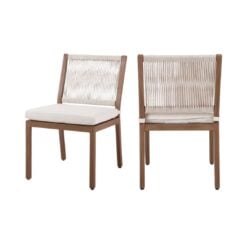 Maui Water Resistant Fabric Outdoor Patio Dining Side Chair In Cream