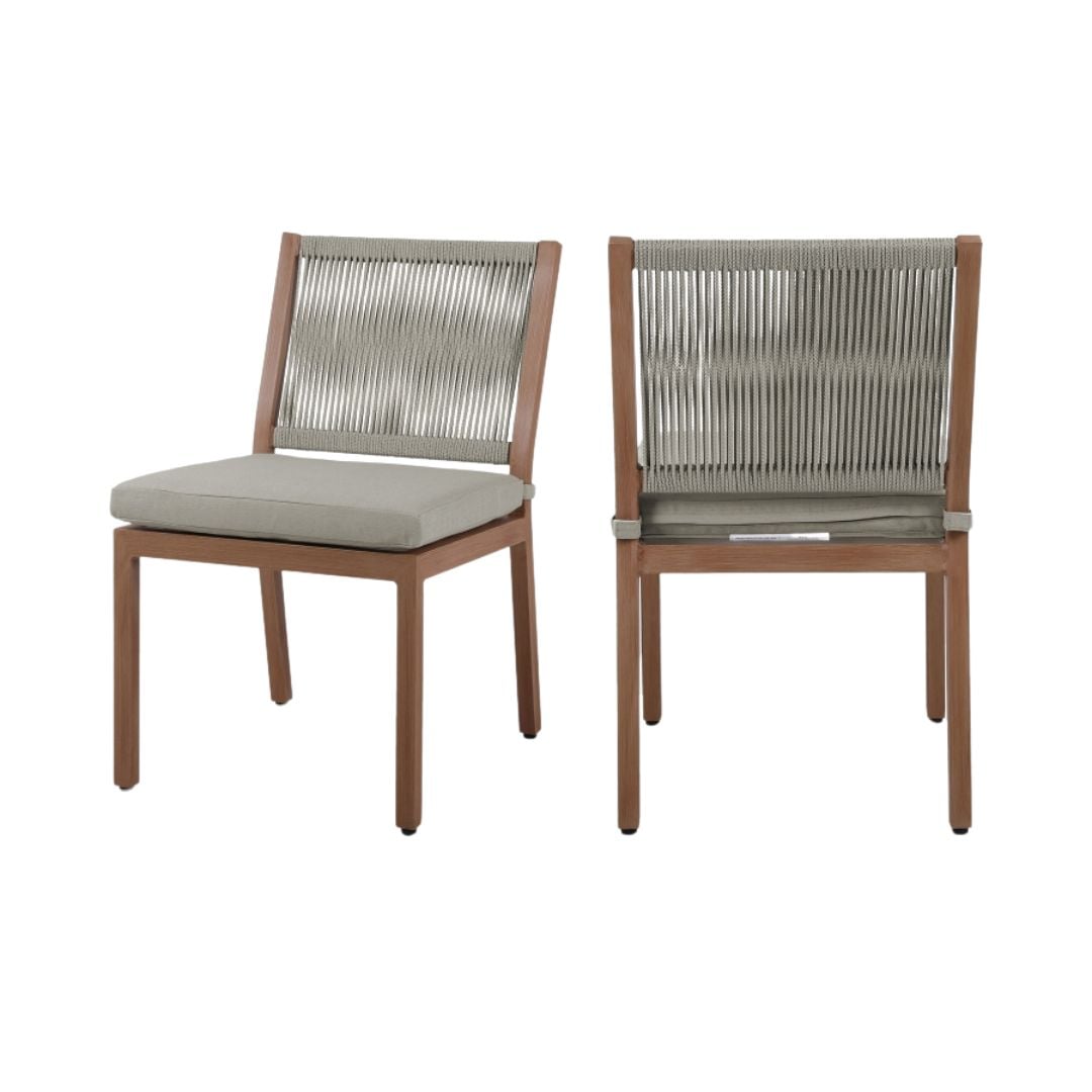 Maui Water Resistant Fabric Outdoor Patio Dining Side Chair In Grey