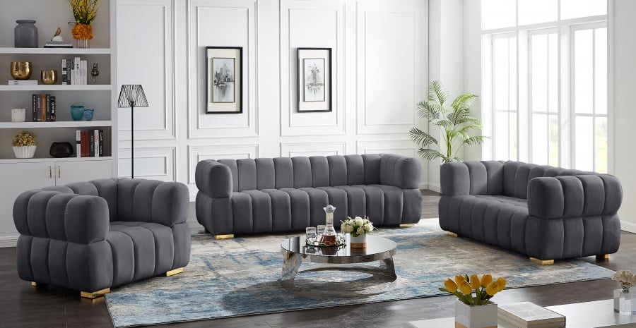 Gwen Velvet Sofa In Grey - Image 14