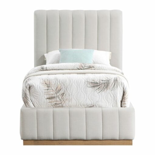 Lucia Linen Textured Fabric Twin Bed In Cream
