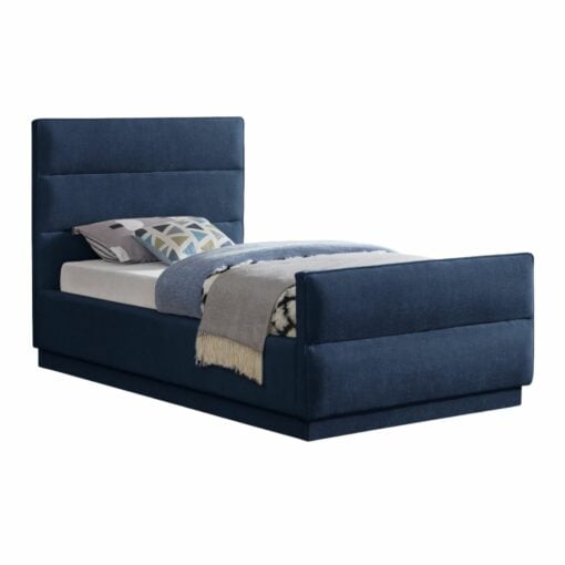 Paxton Chenille Fabric Twin Bed In Navy - Image 2