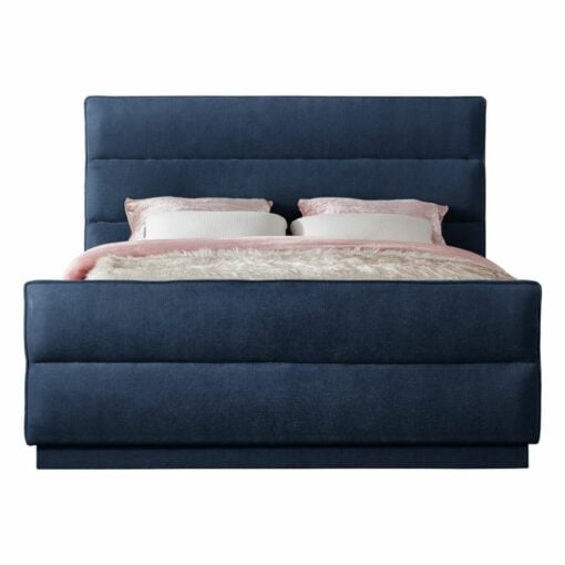 Paxton Chenille Fabric Full Bed In Navy