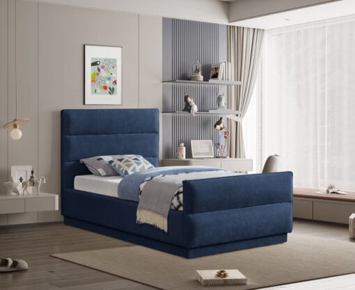 Paxton Chenille Fabric Twin Bed In Navy - Image 9