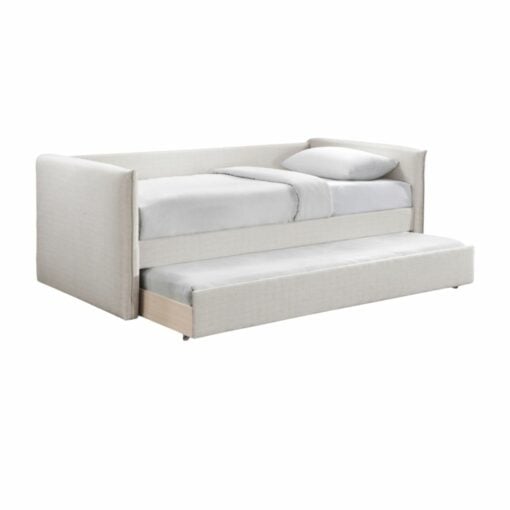 Colton Linen Textured Fabric Twin Daybed In Cream
