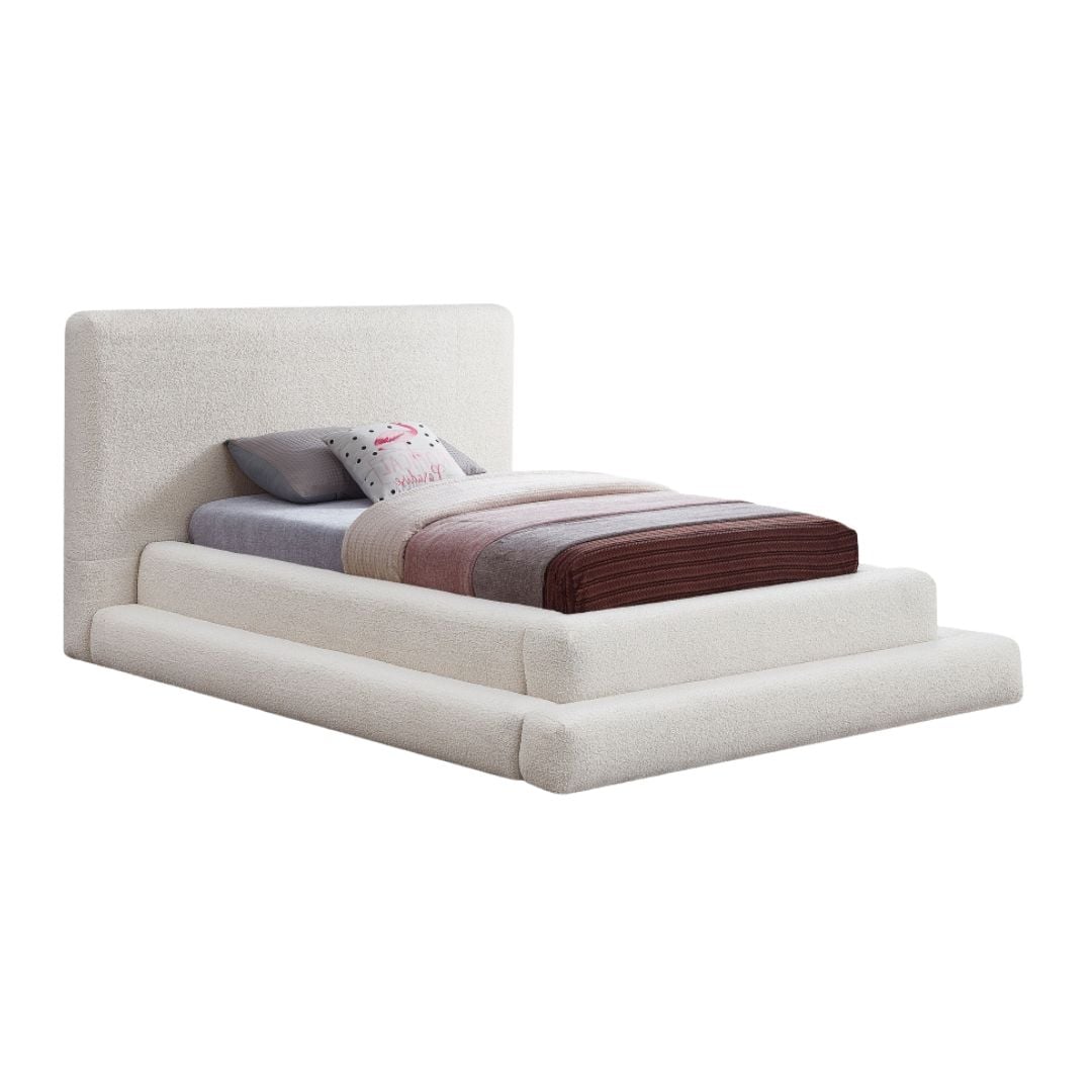Dane Teddy Fabric Twin Bed In Cream - Image 2