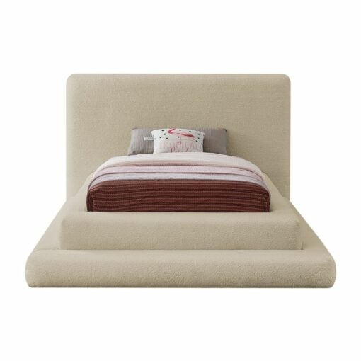 Dane Teddy Fabric Twin Bed In Beige