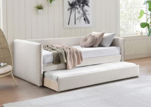 Colton Linen Textured Fabric Twin Daybed In Cream - Image 8
