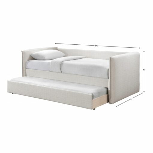 Colton Linen Textured Fabric Twin Daybed In Cream - Image 7