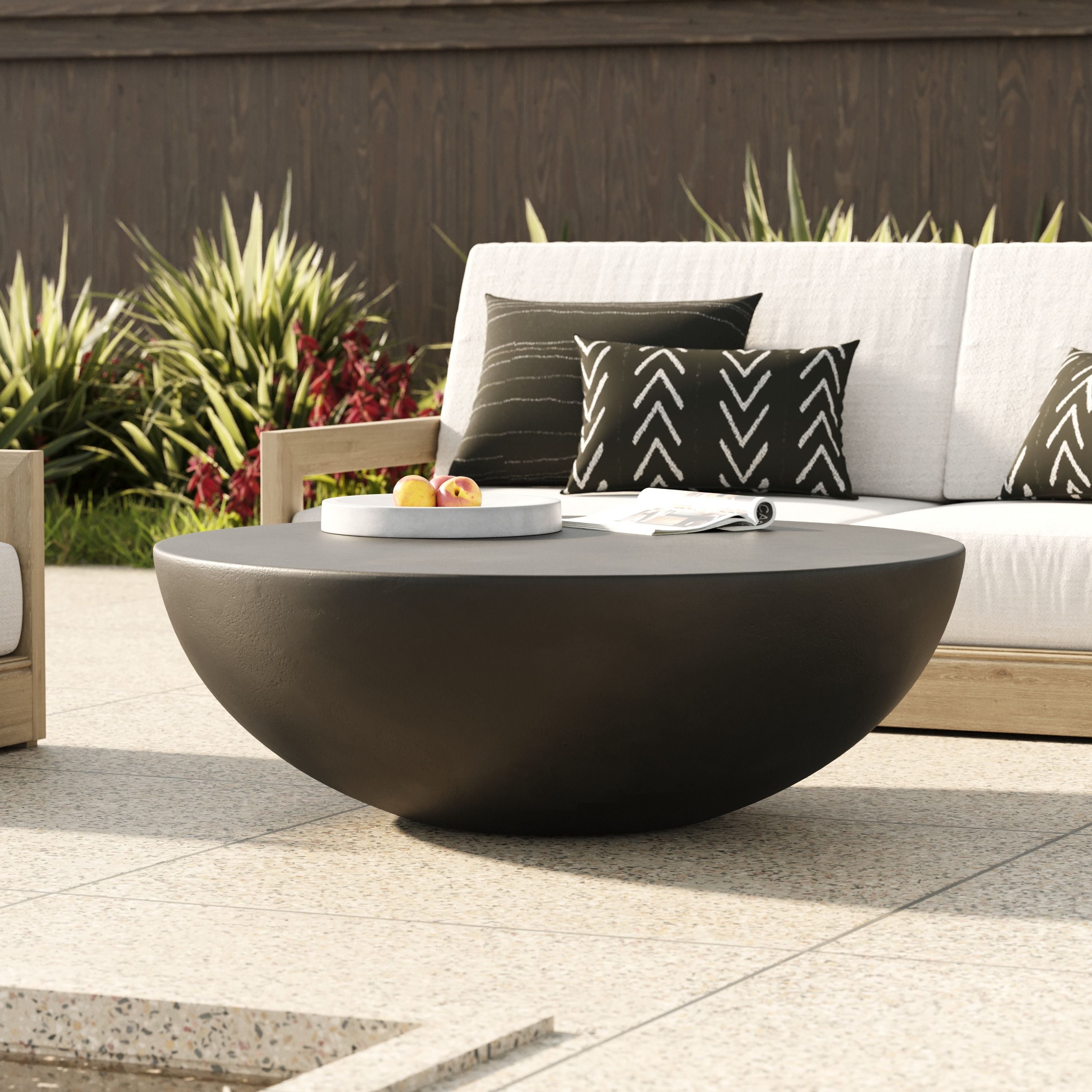 Modrest Bronte - Modern Black Concrete Round Coffee Table - Image 2