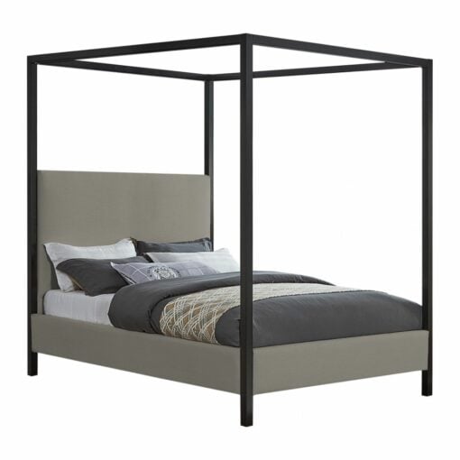 James Linen Textured Fabric Queen Bed In Grey - Image 2