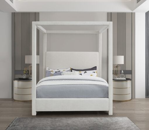 Emerson Linen Textured King Bed In Cream - Image 5