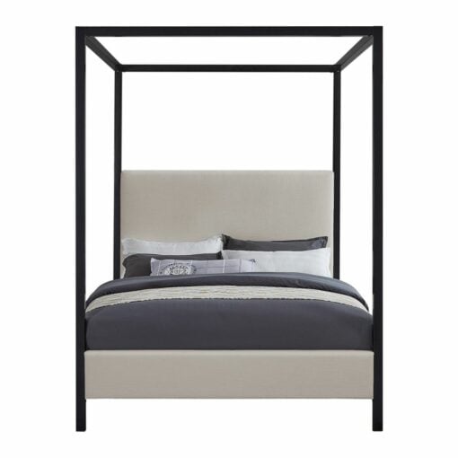 James Linen Textured Fabric Queen Bed In Beige
