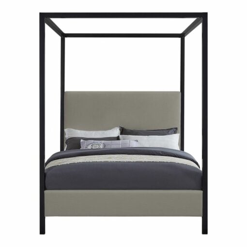 James Linen Textured Fabric King Bed In Grey