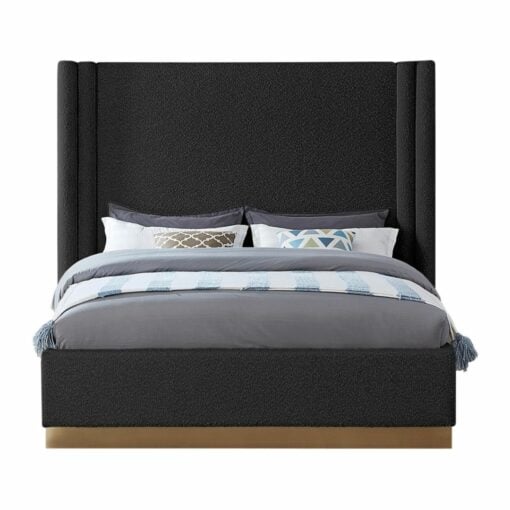 Halton Boucle Fabric Queen Bed In Black