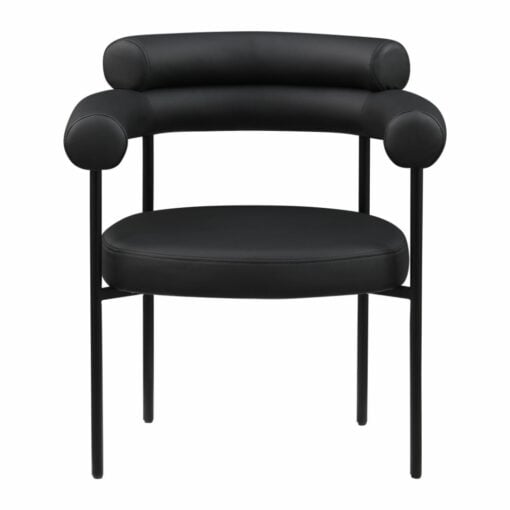 Blake Vegan Leather Dining Chair In Black - Image 2